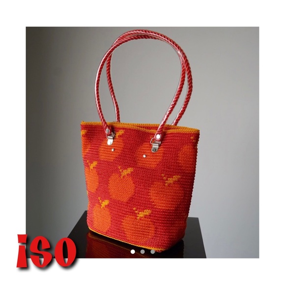 Handbags - Vintage 90s Handbag Crochet Apple tote bag